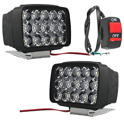 Allextreme EXNPE26 15 LED Fog Light 12V DC Headlamp Bar Wate Resistant for Off-Roading Scooty Motorcycle Car (Pack of 2 with On/Off Switch)