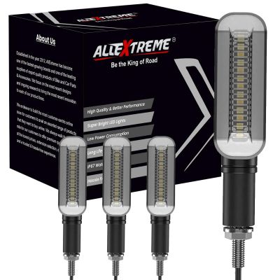 AllExtreme EXNPE19 Imported Flexible Original Bright YELLOW & BLUE LED Indicators Waterproof Unive Motorcycle Turn Signal Lights (Pack of 4)
