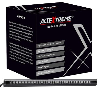 Allextreme EXNPE20 License Plate with Light Brake Stop Turn Signal Setup with 7 Multicolor Strips for Bikes & Motorcycles (Combo Pack Of 1 + 1 Helmet Light)