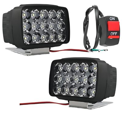 Allextreme EXNPE37 15 LED Fog Light 12V DC Headlamp Bar Wate Resistant for Off-Roading Scooty Motorcycle Car (Pack of 2 with On/Off Switch)