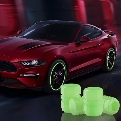 AllExtreme Fluorescent Tyre Valve Caps Illuminated Tire Cap Night Glow Luminous Wheel Covers Ideal for Cars and Bikes (Pack of 4, Green)