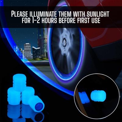 AllExtreme Fluorescent Tyre Valve Caps Illuminated Tire Cap Night Glow Luminous Wheel Covers Ideal for Cars and Bikes (Pack of 2, Blue)