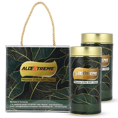 AllExtreme EXPT50P2 2-Ply Car Tissues Cup Holder Cylinder Tissue Box Napkin Case 60 Pulls - (Pack of 6, 2 Canisters -Including Tissues) + 4 Refills