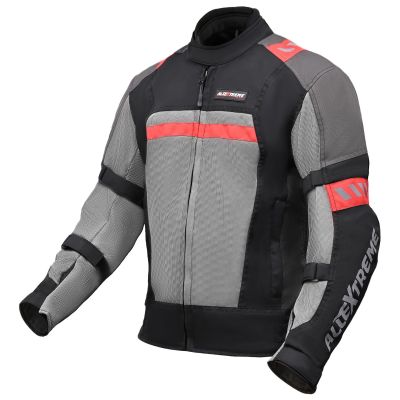 Allextreme BAZOOKA Unisex All weather Adult Motorcycle Riding Jacket with Impact Protection Back & Elbow Guard Reflective Stickers and Abrasion Resistance (XL, Black & Red)