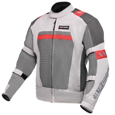 Allextreme BAZOOKA Bike Riding Jacket Armour Back Elbow Shoulder Protection Motorcycle Gear Protector with Night Visibility Sticker for Bikers (2XL, Grey/Red)