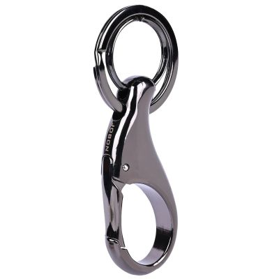 Allextreme ZB-8792 Belt Hook Locking Keychain Heavy Duty Keyring with 2 rings for Car Bike (Pack of 1, Black)