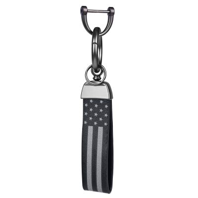 Allextreme LC-8801 American USA Flag Design Metal Keychain Anti-Lost D-Ring Heavy Duty Keyring with 1 Screwdriver and 2 Rings for Car Bike