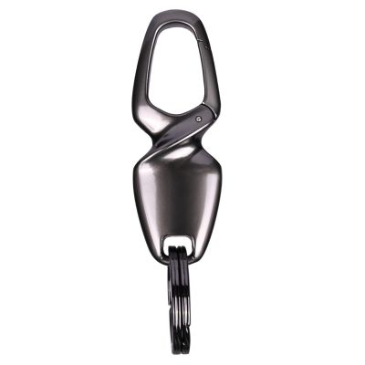 Allextreme ZB-8788 Metal Belt Hook Locking Keychain Heavy Duty Keyring with 2 rings for Car Bike (Pack of 1, Grey)