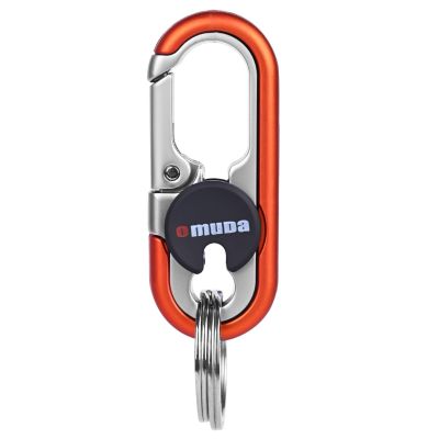 Allextreme 3746A-1 Oval Design Belt Hook Locking Stainless Steel Keychain Heavy Duty Keyring with 2 rings for Car Bike (Pack of 1, Orange)