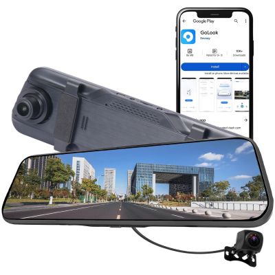 AllExtreme Dual Dash Camera 1080P Full HD 9.66 IPS LED Screen Front & Rear Reverse View 170° Wide Angle Loop and Voice Recording G-Sensor Mirror Display Car DVR Cam (Pack of 1)
