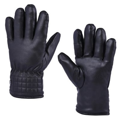 Allextreme Winter Riding Gloves Synthetic Leather Full Finger Warm Mittens for Motorbike Racing Biking Climbing Cold Weather Protection (L, Black)