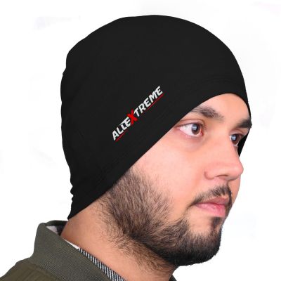 Allextreme Unisex Helmet Liner Skull Cap Reusable Unisex Sweat Head Wraps Cycling Running Bandanas for Men Women - (1Pc, Black)