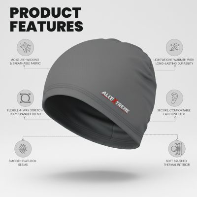 Allextreme Unisex Helmet Liner Skull Cap Reusable Unisex Sweat Head Wraps Cycling Running Bandanas for Men Women - (1Pc, Gray)