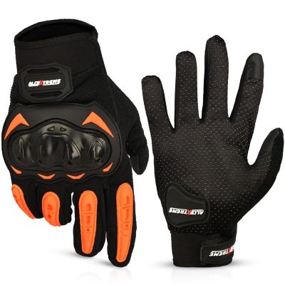 Allextreme Probiker Full Finger Motorcycle Riding Gloves with Hard Knuckle Protective Shells for Motorbike Racing Biking Climbing (XXL, Orange)