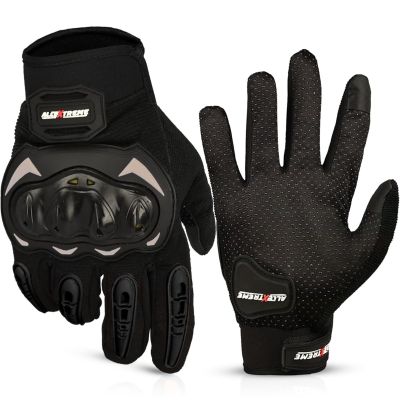 Allextreme Probiker Full Finger Riding Gloves with Hard Knuckle Shells for Motorbike Racing Biking Climbing (M, Black)