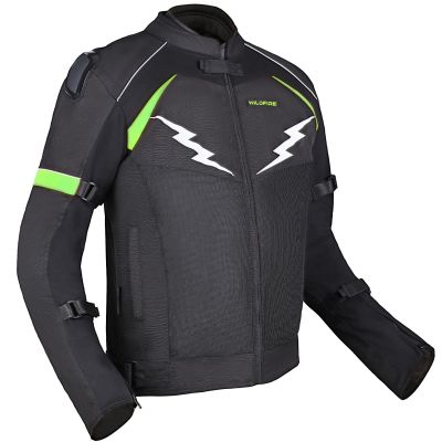 Allextreme WILDFIRE Bike Riding Jacket CE Level 2 Certified Armour Protector Back Elbows Shoulders Protection Mesh Fabric Motorcycle Rider Gear for Bikers (4XL, Black/Neon Green)