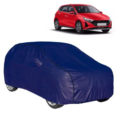 Allextreme I9002 100% Waterproof Car Body Cover Compatible for Hyundai i20 Elite 3 Layers UV & Rain Protection Triple Stitched Full Bottom Elastic Grip with Mirror Pockets (Tiebond Blue)