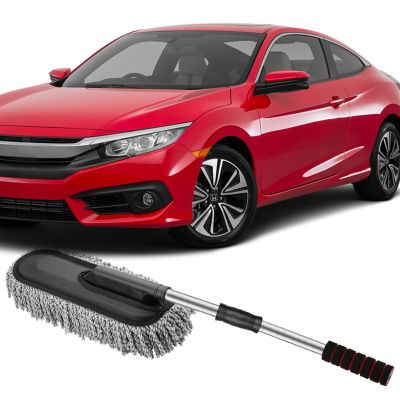 AllExtreme Soft Microfiber Car Duster Brush with Extendable Handle Wet & Dry Scratch Free Surface Cleaner Multipurpose Kitchen Accessory for Dusting Cleaning (Grey, Pack of 1)