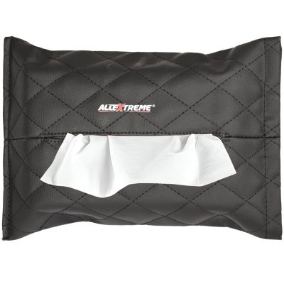 Allextreme Tissue Paper Napkin Holder Wipes Case Dispenser Bag Luxury PU Leather Back Seat Tissue Holder for Car Travel Home Office (Black, Pack of 1)