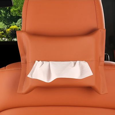 Allextreme Tissue Paper Napkin Holder Wipes Case Dispenser Bag Luxury PU Leather Back Seat Tissue Holder for Car Travel Home Office (Brown, Pack of 1)