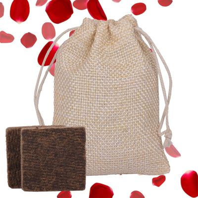 Allextreme Hanging Wood Jute Bag Car Perfume Scent - Rare Rose Fragrance for 30 Days Diffuser Interior Car-Accessories Air Freshener with Essential Oil Aroma (Set of 1, 40g)