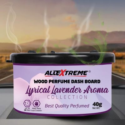 Allextreme Dashboard Wood Car Perfume Diffuser Scent - Lyrical Lavender Fragrance for 30 Days Interior Car-Accessories Air Freshener with Essential Oil Aroma (Set of 1, 40 g)