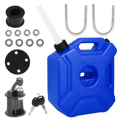 Allextreme 5L Jerry Can 1.3 Gallon Temperature Resistant UTV Gas Cans with Spout System and Lock Antistatic Portable Fuel Container for Bike ATV Car (Blue, Pack of 1)