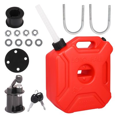 Allextreme 5L Jerry Can 1.3 Gallon Temperature Resistant UTV Gas Cans with Spout System and Lock Antistatic Portable Fuel Container for Bike ATV Car (Red, Pack of 1)