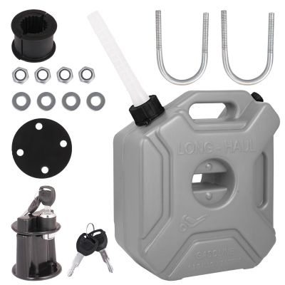 Allextreme 5L Jerry Can 1.3 Gallon Temperature Resistant UTV Gas Cans with Spout System and Lock Antistatic Portable Fuel Container for Bike ATV Car (Silver, Pack of 1)