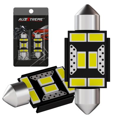 AllExtreme EXT101A 6 LED Universal Interior Parking Light Super Bright Pilot License Plate Dome Indicator Lamp Bulb Festoon Lights for Car Motorcycle and Bike (3W,White, 2pcs)