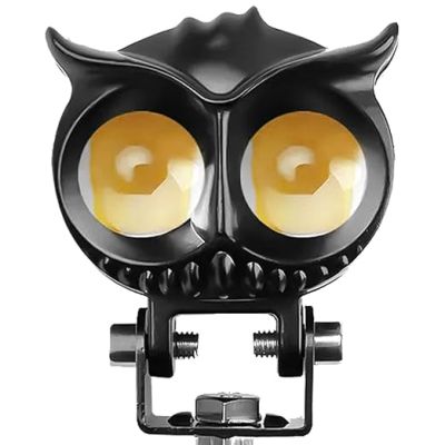 Allextreme 20W LED Fog Lamp IP68 12V-60V DC Power High Brightness Owl Shaped Projector Lights Auxiliary Spotlight with Mounting Bracket Universal Fit for All Cars and Bikes (Yellow/Cool White, Pcs 1)