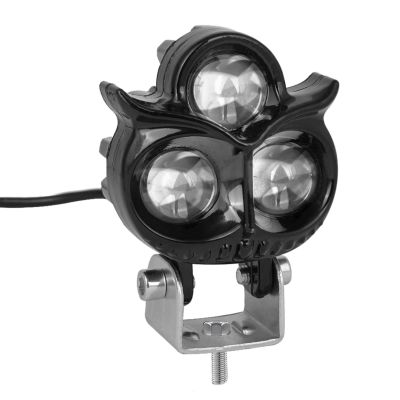 Allextreme LED Fog Lamp Three Eyes Owl Shape 30W 9-85V DC Power 6000 Lm High Brightness Projector Lights with Mounting Bracket Universal Fit for All Cars and Bikes (Warm White/Yellow, Pack of 1)