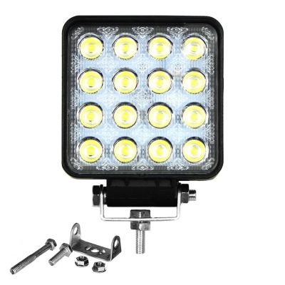 Allextreme CYT 16 LED Square Focus Beam Light 48W 12V DC Waterproof Fog Pod Driving Spot Head Lamp Off-Roading Lights Universal For All Bikes and Cars (Set of 1)