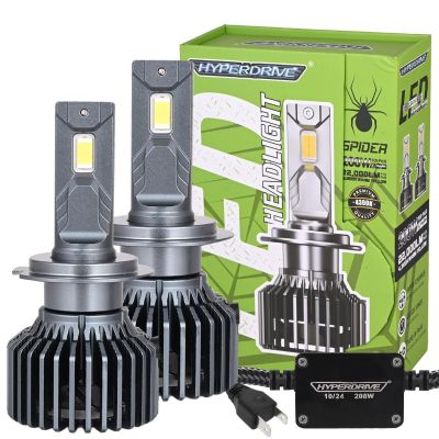 Allextreme Hyperdrive H7 200W LED Headlight Conversion Kit with 22000LM Ultra Bright Beam Fog Light Chip IP68 Waterproof Easy Install 4300K Car Headlamp Bulbs for Automobiles (2Pcs, Warm Yellow)