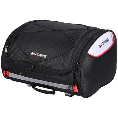 AllExtreme 35L Motorcycle Tail Bag Lightweight Multi-Pocket Biker Storage with 4 Point Mounting System YKK Pullers Zippers & Removable Strap for All Motorcycles (Pack of 1 Black)
