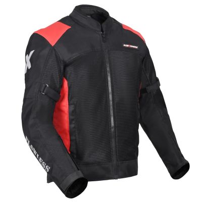 Allextreme FLAWLESS Unisex Riding Jacket CE Level 2 Certified Mesh Fabric Back Shoulder & Elbow Protection Guard and Reflective Stickers Motorcycle Rider Gear for Bikers (3XL, Red & Black)