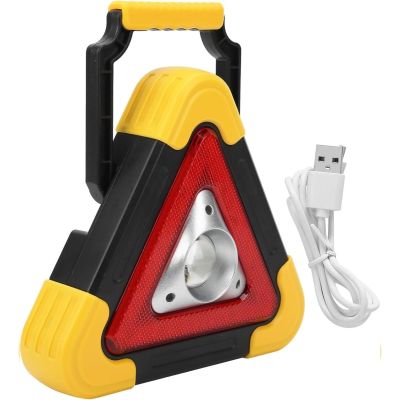 AllExtreme Solar Emergency Triangle Light Reflective Multi Functional Rechargeable Car LED Triangles Safety Warning for Road Truck Vehicle Breakdowns (1 Pc, Yellow/Black)