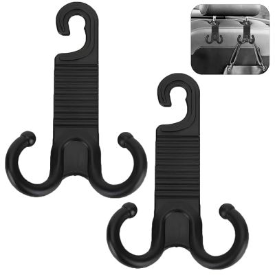Allextreme Car Backseat Headrest Hook Over The Seat Storage Hanger Universal Durable Organizer Space Saver for Handbag Coat Purse Grocery Bags (Pack of 2, Black)