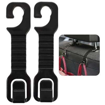 Allextreme Car Backseat Headrest Hook Over The Seat Storage Hanger Universal Durable Organiser Space Saver for Handbag Coat Purse Grocery Bags (Black, Pack of 2)