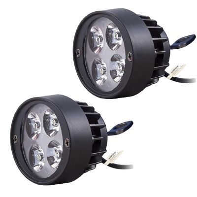 Allextreme EX4FHW2 4 LED, 12W, Round Fog Light 7/8 Inch Handlebar Mirror Mount Driving Head Lamp with Mounting Brackets for Cars and Motorcycle (White Light, 2 PCS)