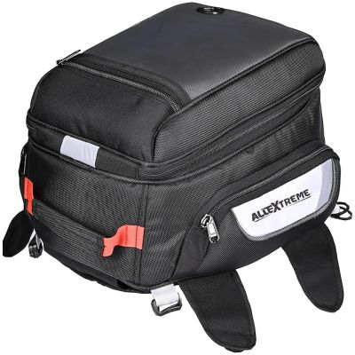 Allextreme Magnetic Tank Bag for Bike Durable Motorcycle Storage with Rain & Dust Cover, Strong Magnets, Straps & Multi-Pocket Design Universal Bag for Daily Riding & Travel (22L, Black)