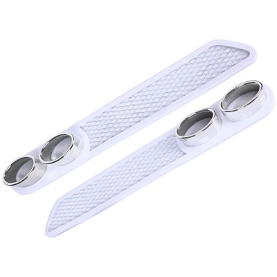 AllExtreme EX3DCG2 Car Double Cylinder Exhaust Sticker 3D Simulation Grid Tail Pipe Rear Bumper Vent Fender Styling Decal for All SUVs (White, 2 Pcs)