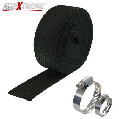 AllExtreme EXSWBB1 Bike Exhaust Universal Silencer Wrap Heat Shield Protector with Clip Compatible for Royal Enfield Classic Electra Standard Bullet (Black, 3 Mtr)