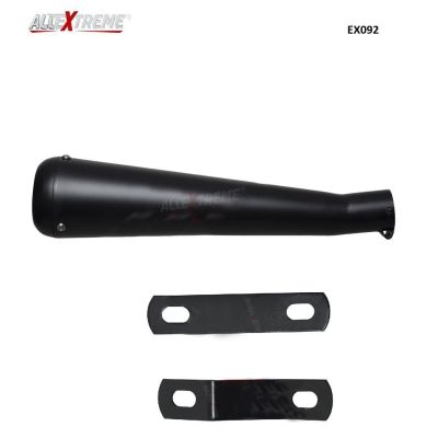 AllExtreme EX092 Small Size Torpedo Model Fancy Silencer with Bush Compatible for BS3 and BS4 Model Royal Enfield Bullet 350cc and 500cc (Full Black)